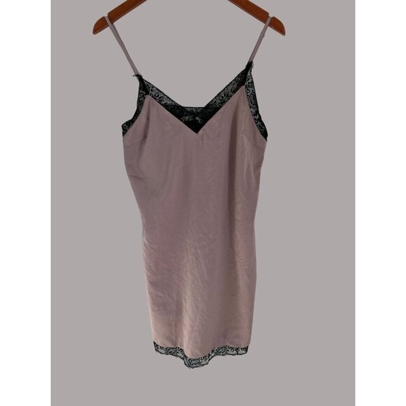 Magasin Du Nord Satin Lace Trim Night Gown Camisole Dress S Pink & Black - Picture 1 of 6